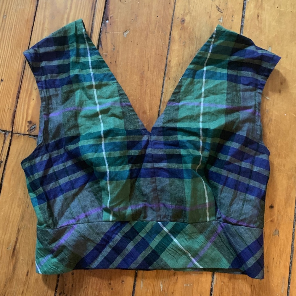 Sandro Plaid Crop Top